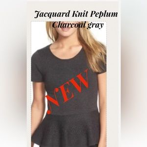 NEW Jacquard Knit Peplum /Charcoal gray peplum knit top/condition
